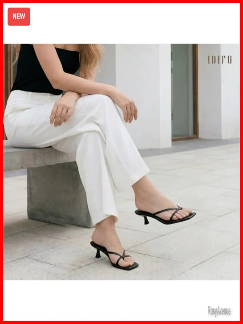Square Open Toe Kitten Heel Flip Flop Sandals Strappy Slide Dress Shoes